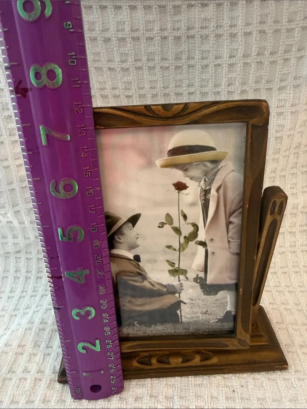 Vintage wood swivel gold bronzed picture frame